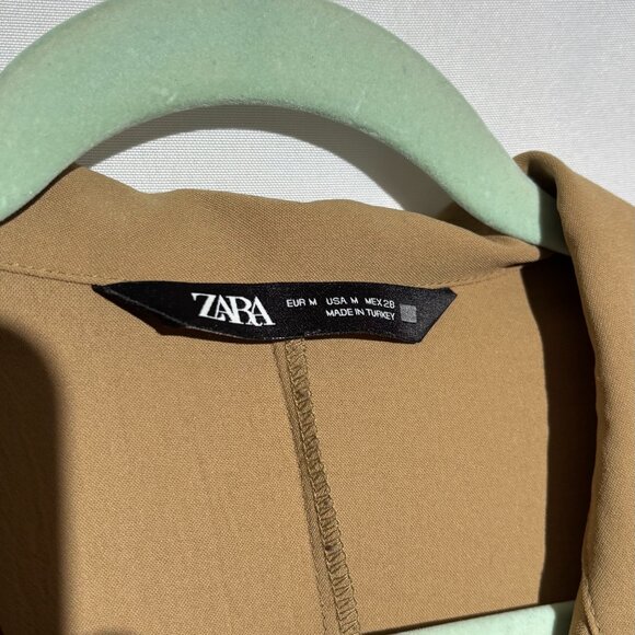 Zara Tan Belted Jumpsuit Size Medium - Picture 6 of 6